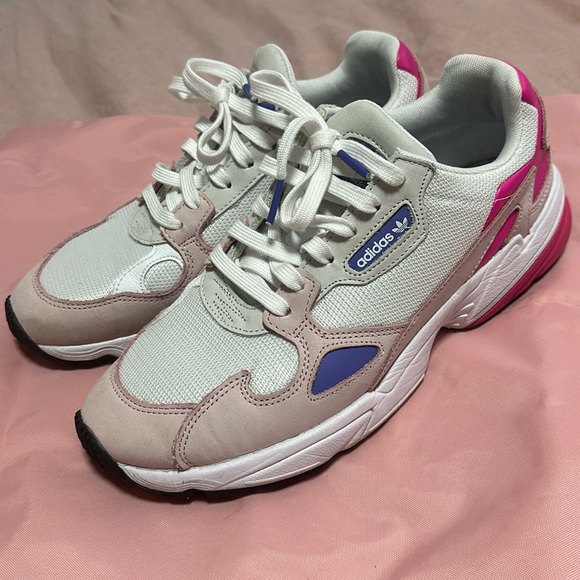 adidas Shoes - Adidas Women’s Falcon Sneakers white pink purple size 10